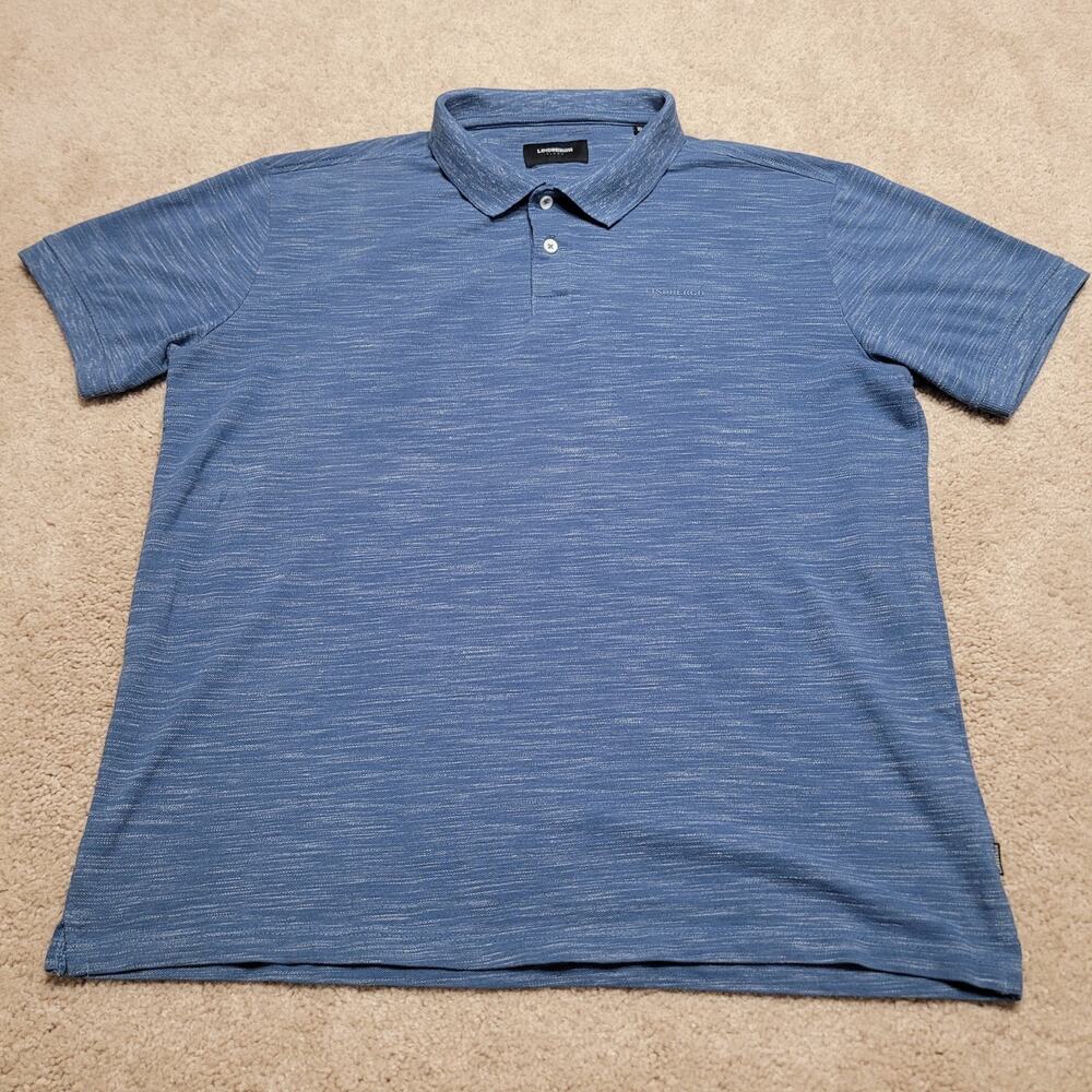Lindbergh Black Shirt Mens Extra Large Blue Space Dyed Golf Polo Preppy Knit